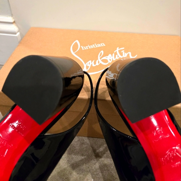 $890 CHRISTIAN LOUBOUTIN So Jane Patent Red Sole 55 Slingback Pumps 39.5 US 9 - Picture 10 of 10
